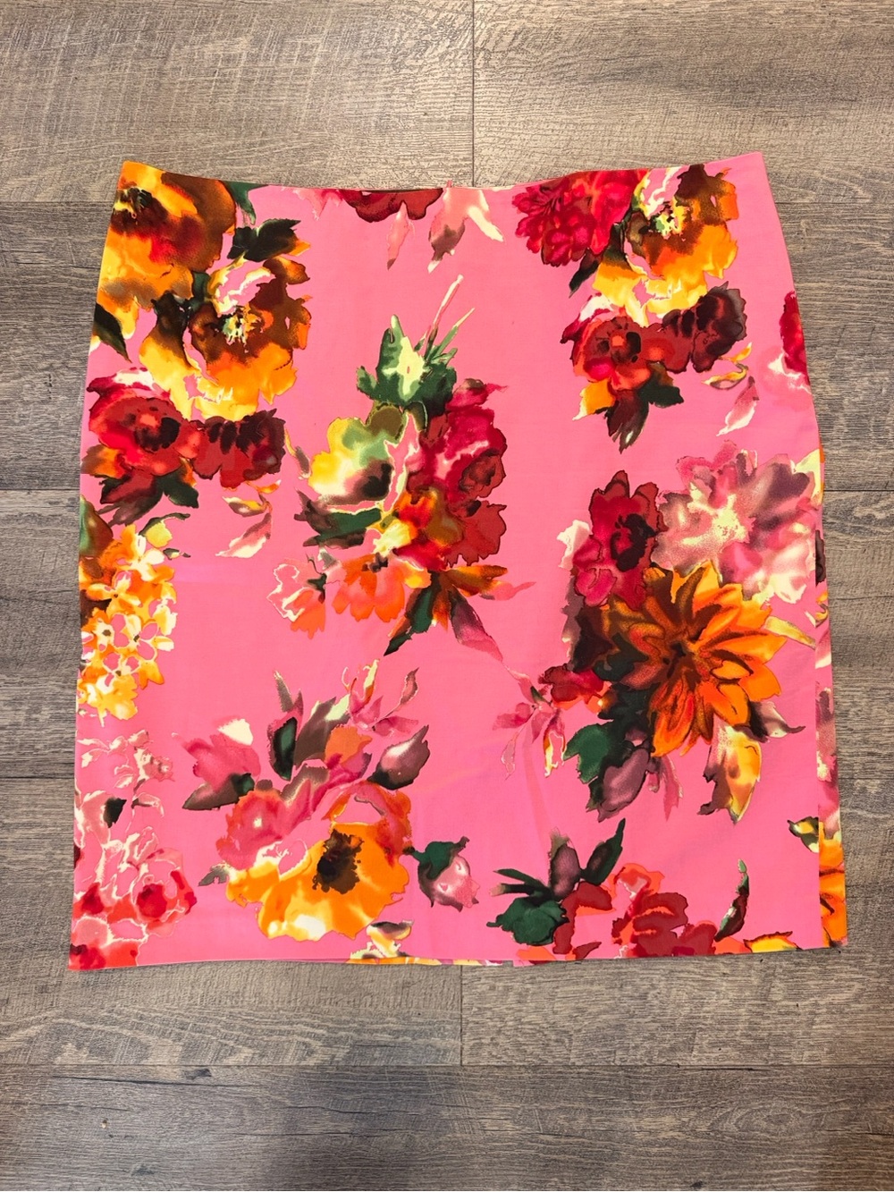 Talbots Bright Pink Floral Pencil Skirt Size 18 Cotton Stretch